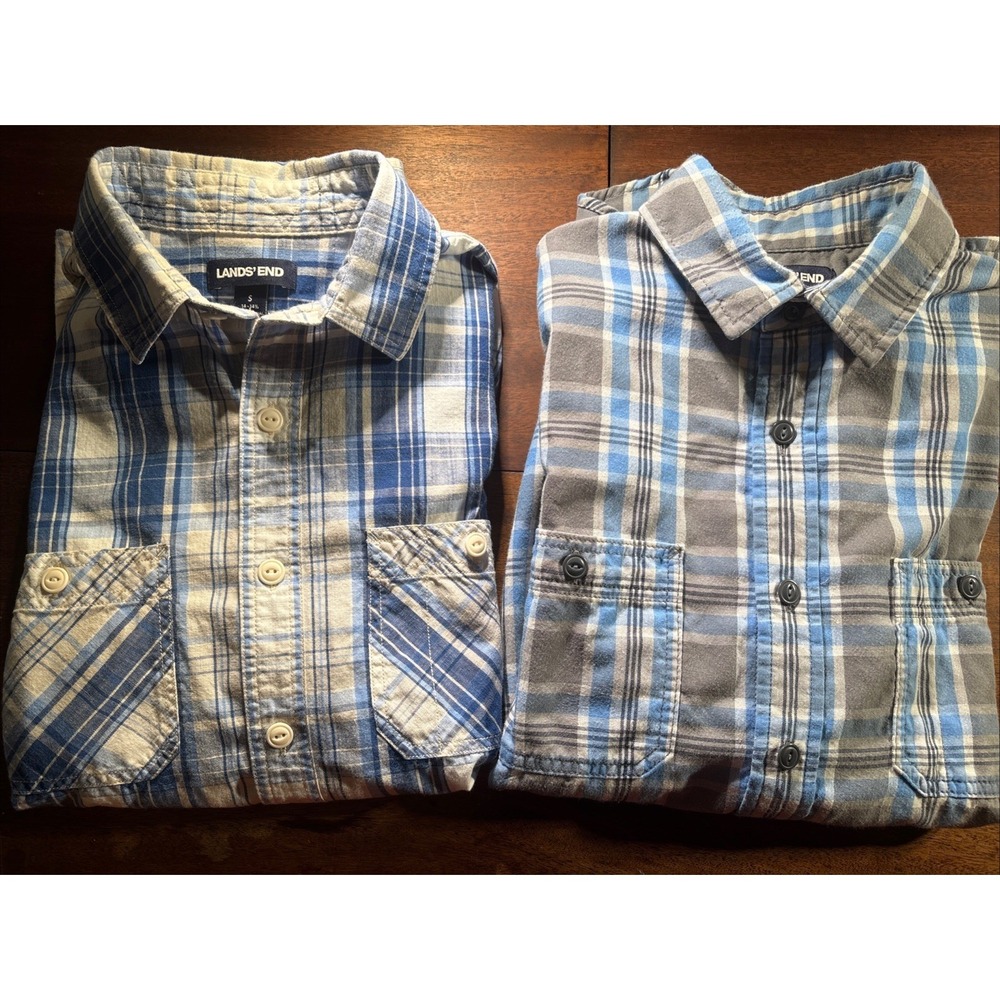 Lands' End Men's Size Small Plaid Button-Down Shirts Traditional Fit. Outdoor.